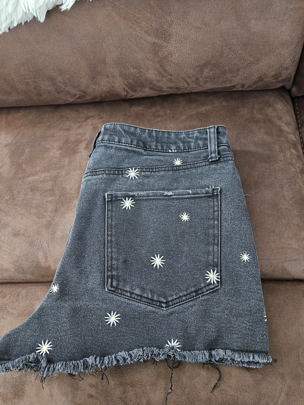 RSQ Black High-Rise Jeans with White Daisy Embroidery